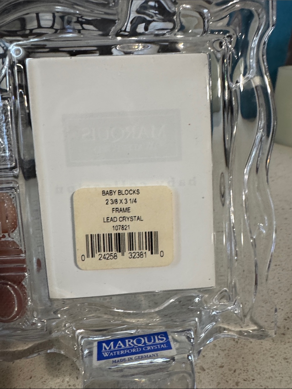 Waterford Crystal Clear Baby Block Picture Frame